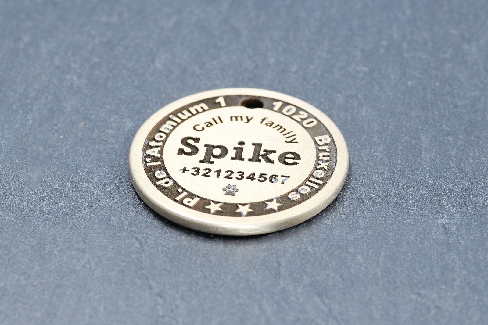 Deep Engraved, Solid Brass Dog Tag - 30 mm (Medium) - Image 2