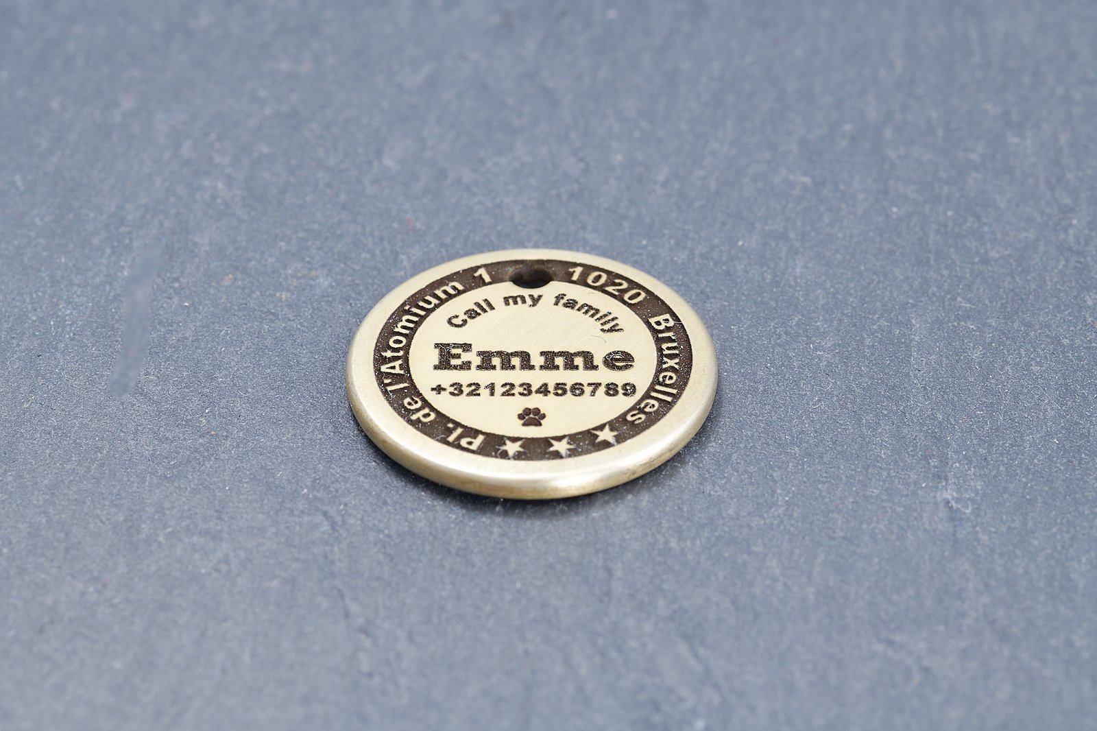 Deep Engraved, Solid Brass Dog Tag - 27 mm (Small) - Image 2