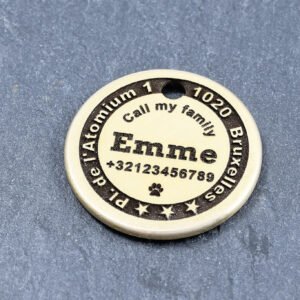 Deep Engraved, Solid Brass Dog Tag - 27 mm (Small)